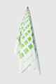 LARGE FAN SCARF white & green · twill silk · Size L