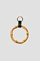 BAMBOO HOOPS gold green brown · gold plated silver with water snake leather and bamboo
